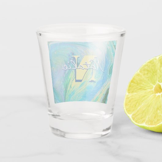Aqua Blue AcrylFlow Art Koelbox Shot Glas (Achterkant)
