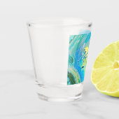 Aqua Blue AcrylFlow Art Koelbox Shot Glas (Links)