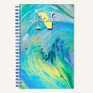 Aqua Blue Acrylflow Art Spiral Notitieboek