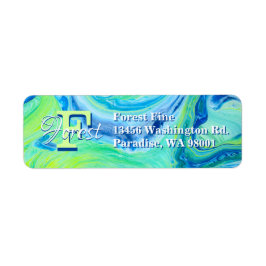 Aqua Blue Acrylic Flow Art Etiket