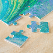 Aqua Blue Acrylic Flow Art Jigzaag Puzzle Legpuzzel (Zijkant)