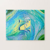 Aqua Blue Acrylic Flow Art Jigzaag Puzzle Legpuzzel (Horizontaal)