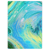 Aqua Blue Acrylic Flow Art Klembord (Achterkant)