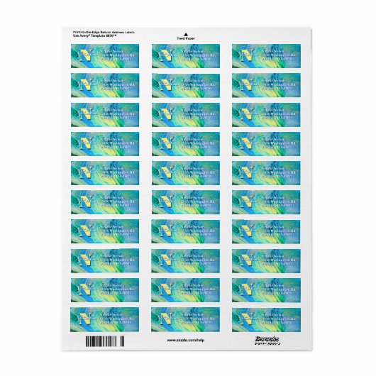 Aqua Blue Acrylic Flow Art Label (Full Sheet)