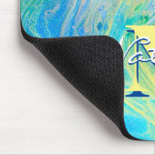 Aqua Blue Acrylic Flow Art Muismat (Hoek)