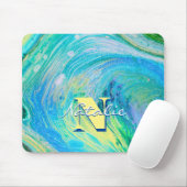 Aqua Blue Acrylic Flow Art Muismat (Met muis)