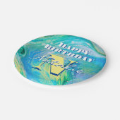 Aqua Blue Acrylic Flow Art Papieren Bordje (Gekanteld)