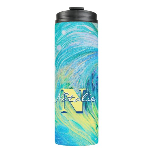 Aqua Blue Acrylic Flow Art Thermosbeker (Voorkant)