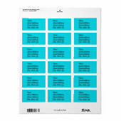 Aqua Blue Address Sticker (Full Sheet)