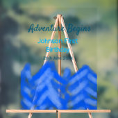 Aqua blue Adventure begint 1e verjaardag berg d Acryl Bord (Neutraal)