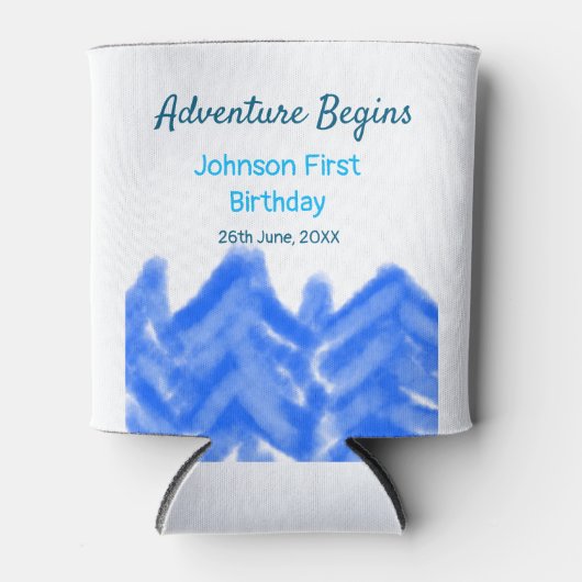 Aqua blue Adventure begint 1e verjaardag berg d Blikjeskoeler (Voorkant)