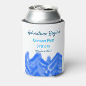 Aqua blue Adventure begint 1e verjaardag berg d Blikjeskoeler (Blikje Achterkant)