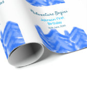 Aqua blue Adventure begint 1e verjaardag berg d Cadeaupapier (Rol Hoek)