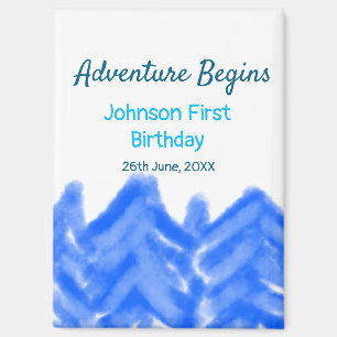 Aqua blue Adventure begint 1e verjaardag berg d Magneet