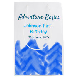 Aqua blue Adventure begint 1e verjaardag berg d Medium Cadeauzakje