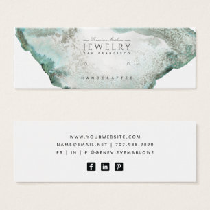 Aqua Blue Agaat Marmeren Stud Oorbel Display Kaart