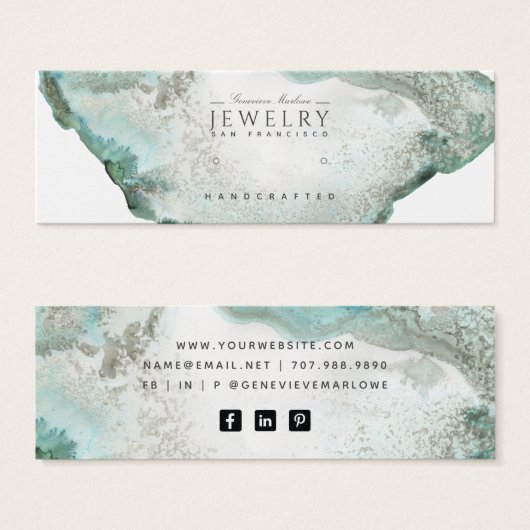 Aqua Blue Agaat Marmeren Stud Oorbel Display Kaart (Voorkant /achterkant)