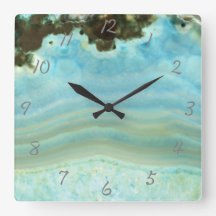 Aqua Blue Agate Geode Gemstone Crystal Pattern