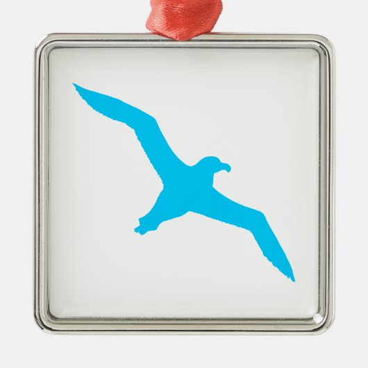 Aqua Blue Albatros Metalen Ornament (Voorkant)