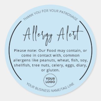 Aqua Blue Allergy Voedselwaarschuwing Ronde Sticke Sticker