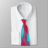 Aqua Blue and Deep Pink Artsy Tie Stropdas (Gebonden)