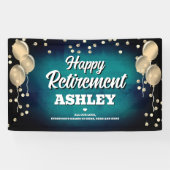 Aqua Blue and Gold Happy Retirement  Spandoek (Horizontaal)
