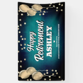 Aqua Blue and Gold Happy Retirement  Spandoek (Verticaal)