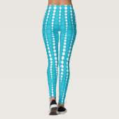 Aqua Blue and White Polka Dot Leggings (Achterkant)