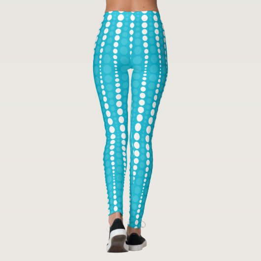 Aqua Blue and White Polka Dot Leggings (Achterkant)