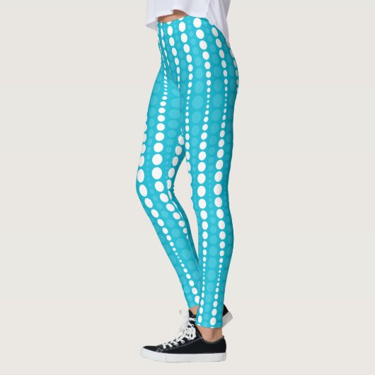 Aqua Blue and White Polka Dot Leggings (Links)