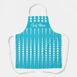 Aqua Blue and White Polka Dot Middium Apron Schort