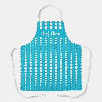Aqua Blue and White Polka Dot Middium Apron Schort