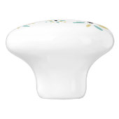 Aqua Blue And Yellow Mid Century Flowers Keramische Knop (Zijkant)