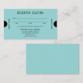 Aqua Blue Art Deco Gereserveerde Zitplaatsen Tanda Afsprakenkaartje (Voorkant / Achterkant)