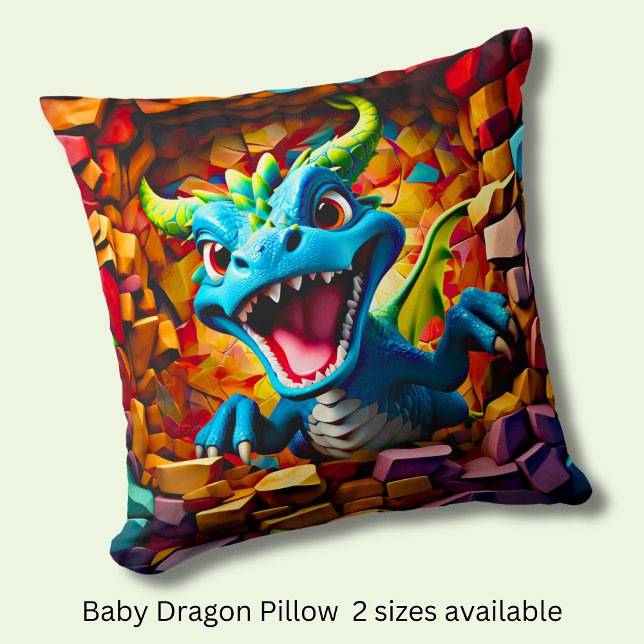 Aqua Blue Baby Dragon doorbreken Kussen (Creator heeft geüpload)