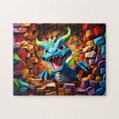 Aqua Blue Baby Dragon doorbreken Legpuzzel (Horizontaal)