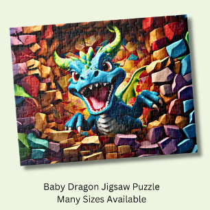 Aqua Blue Baby Dragon doorbreken Legpuzzel