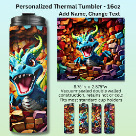 Aqua Blue Baby Dragon doorbreken Thermosbeker