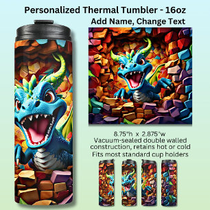 Aqua Blue Baby Dragon doorbreken Thermosbeker