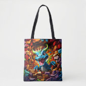 Aqua Blue Baby Dragon doorbreken Tote Bag (Voorkant)