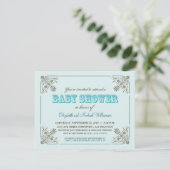  Aqua Blue Baby shower Uitnodiging (Staand voorkant)