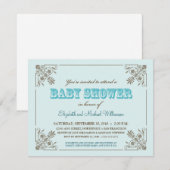  Aqua Blue Baby shower Uitnodiging (Voorkant / Achterkant)