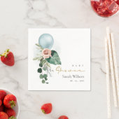 AQUA BLUE BALLOON PEACH FLORAL BUNCH BABY SHOWER SERVET (Insitu)