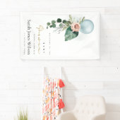 AQUA BLUE BALLOON PEACH FLORAL BUNCH BABY SHOWER SPANDOEK (Insitu)