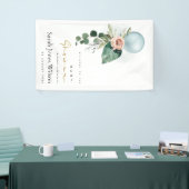 AQUA BLUE BALLOON PEACH FLORAL BUNCH BABY SHOWER SPANDOEK (Beurs)