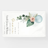 AQUA BLUE BALLOON PEACH FLORAL BUNCH BABY SHOWER SPANDOEK (Horizontaal)