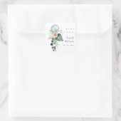 AQUA BLUE BALLOON PEACH FLORAL BUNCH BABY SHOWER VIERKANTE STICKER (Tas)