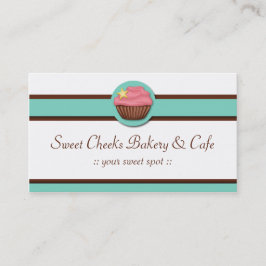 Aqua Blue Banner Pink Cupcake Visitekaartjes