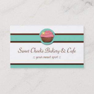 Aqua Blue Banner Pink Cupcake Visitekaartjes