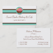 Aqua Blue Banner Pink Cupcake Visitekaartjes (Voorkant / Achterkant)
